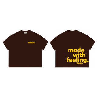 Áo Thun Boxy Tay Ngắn Cotton 250gsm " MADE WITH FEELING " Áo Phông Forrm Rộng Unisex Nam