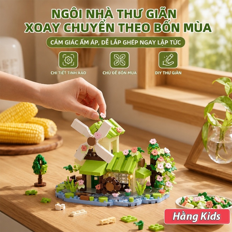 Bộ Lắp Ráp Nhà Gỗ Mini 4 Mùa DIY - Đồ Chơi Xếp Hình Sáng Tạo Phát Triển Tư Duy Cho Bé