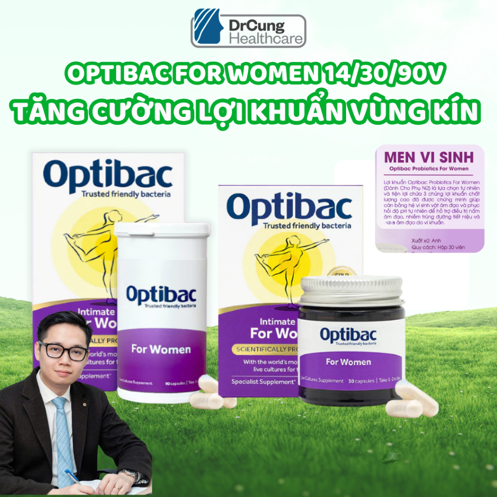 Men Vi Sinh Phụ Khoa Optibac Tím - For Women Men Vi Sinh Bổ Sung Lợi Khuẩn (Hộp 14 viên/ 30 viên/90 viên)