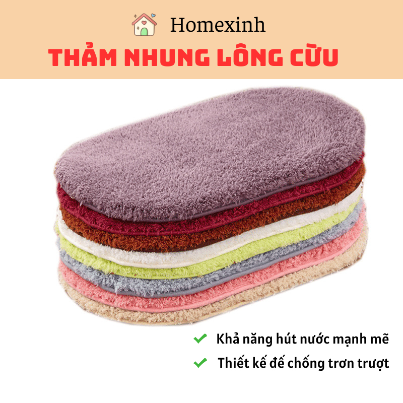 Thảm Nhung Lau Chân Lông Cừu Mềm Thấm Hút Để Cửa Ra Vào, Nhà Tắm Nhà Bếp