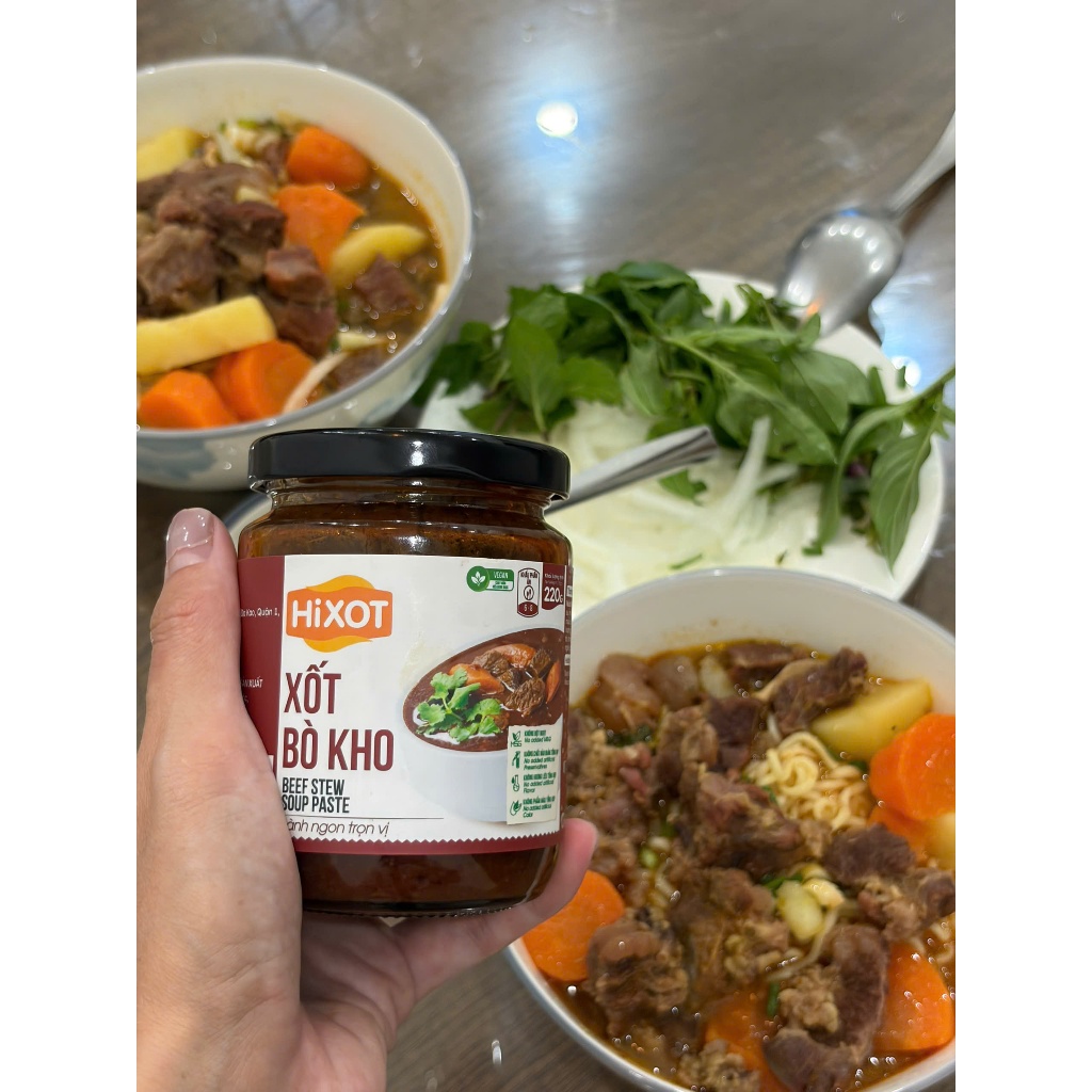 Sốt Gia Vị Bò Kho (Bò Xốt Vang) HiXOT hũ 220Gram, gia vị nấu bò kho, bò sốt vang, NẤU CHAY MẶN
