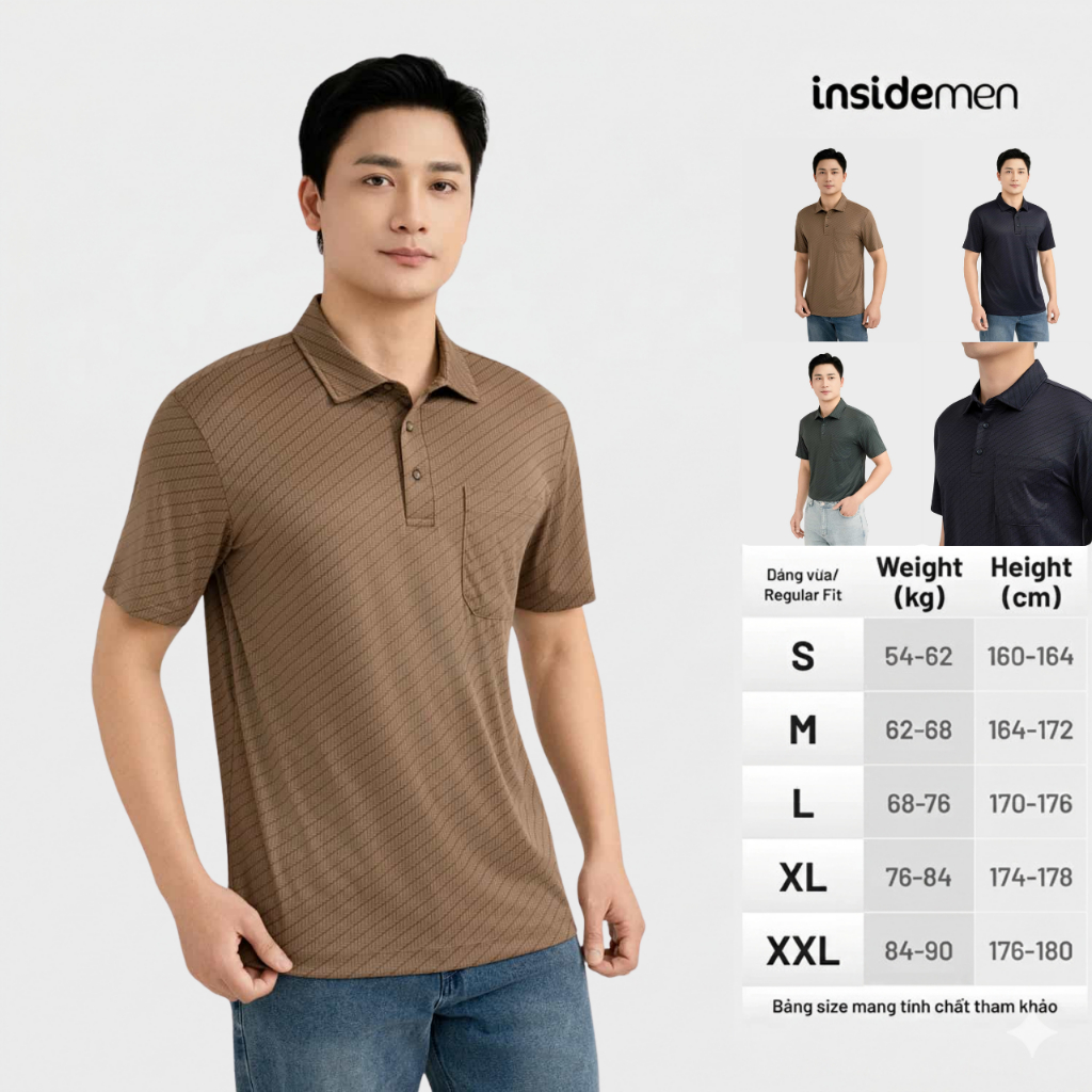 Áo Polo nam Insidemen Regular polyamide đàn hồi cao, giữ phom ôm vừa vặn IPS248AS0