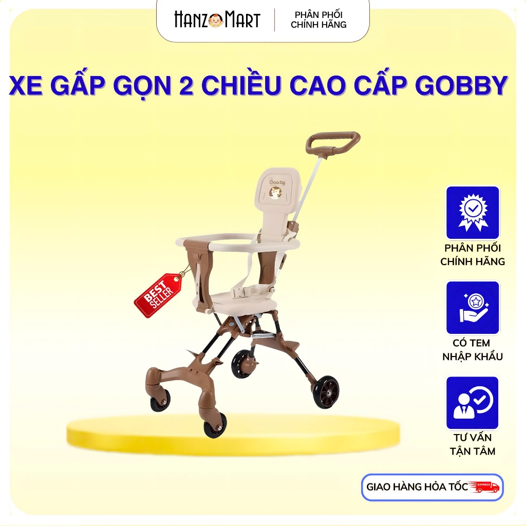 Xe đẩy gấp gọn 2 chiều cao cấp Gooby - hanzomart