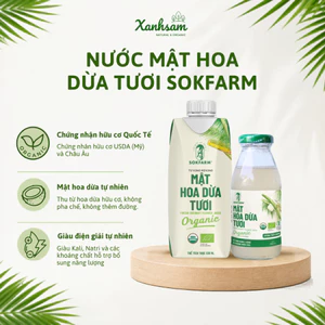 Nước Mật Hoa Dừa Tươi Sokfarm 250ml/ 330ml/ 1000ml - Xanhsam Natural & Organic