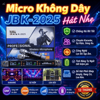 Micro Không Dây Karaoke JB K-2025 Micro Karaoke Gia Đình Micro Tự Ngắt Tiết Kiệm Pin Độ Nhạy Cao Dễ Hát Phối Ghép Amply