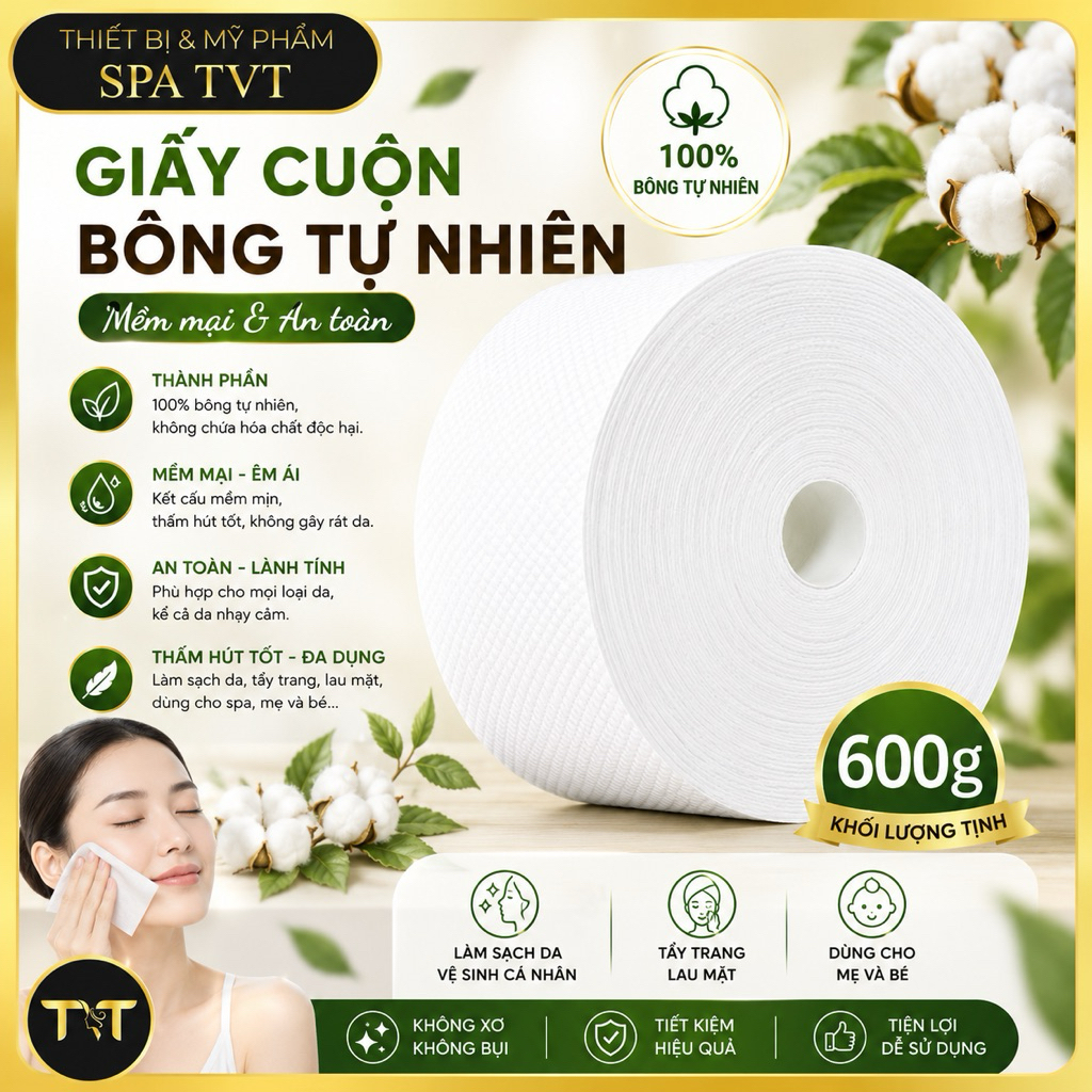 GIẤY CUỘN 600G & 700G ,  KHĂN MẶT DÙNG CHO SPA, YOGA,TẬP THỂ THAO , GIA ĐÌNH, MỀM MỊN THẤM HÚT