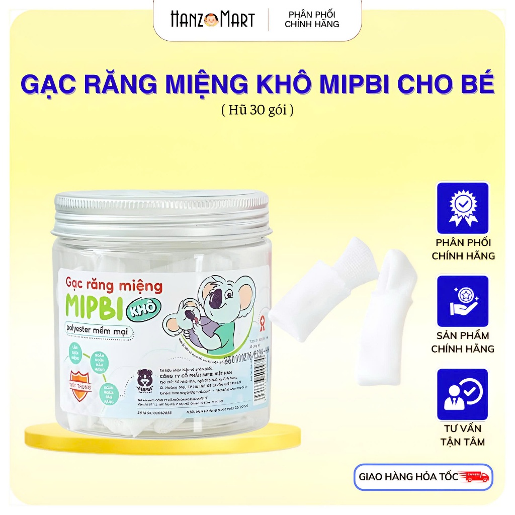 Gạc răng miệng Mipbi - hộp 30 cái - hanzomart
