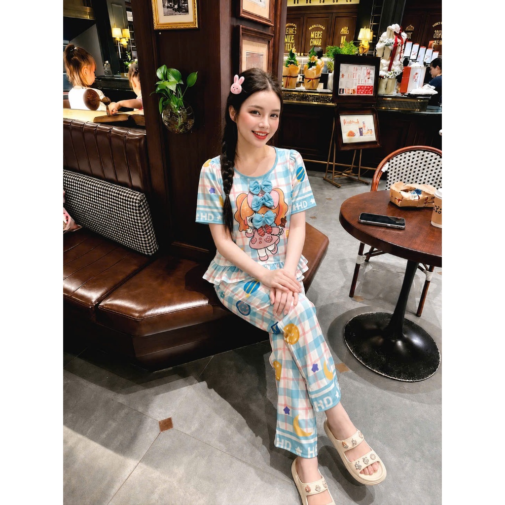 H17 - Pijama Lụa Latin Cao Cấp Mặc Nhà Dễ Thương Mềm Mịn Mướt Mát Trang Phục Sang Trọng Cho Nữ