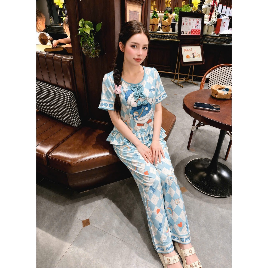 H17 - Pijama Lụa Latin Cao Cấp Mặc Nhà Dễ Thương Mềm Mịn Mướt Mát Trang Phục Sang Trọng Cho Nữ