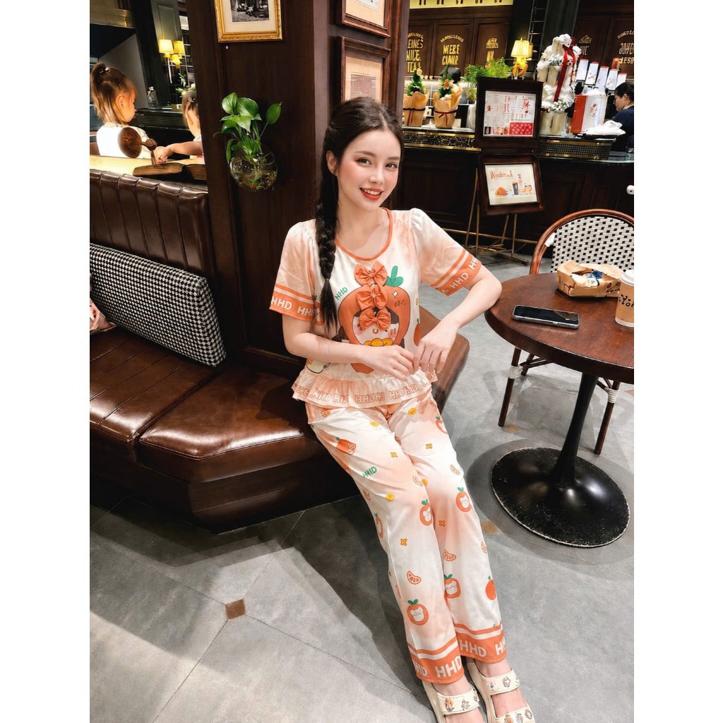 H17 - Pijama Lụa Latin Cao Cấp Mặc Nhà Dễ Thương Mềm Mịn Mướt Mát Trang Phục Sang Trọng Cho Nữ