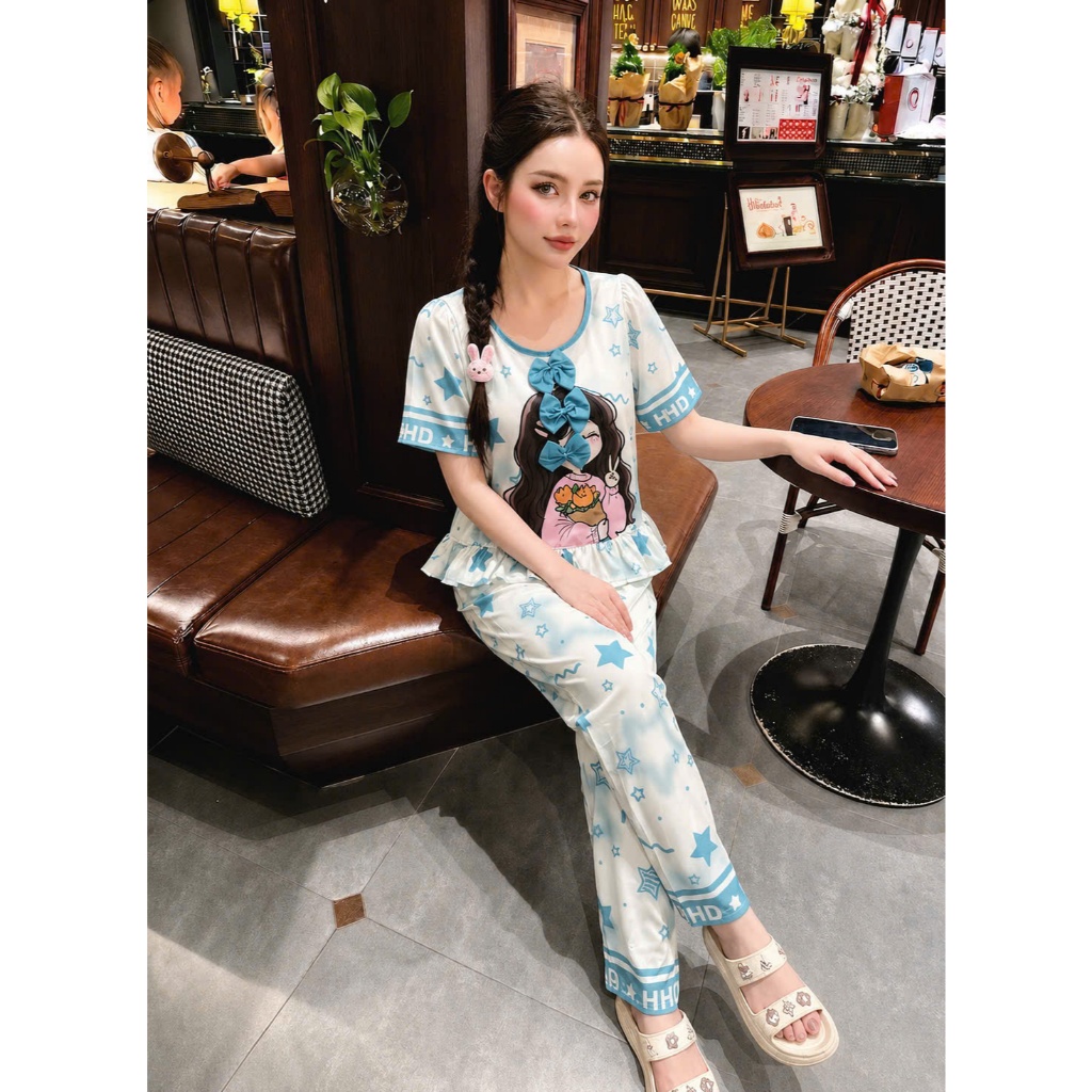 H17 - Pijama Lụa Latin Cao Cấp Mặc Nhà Dễ Thương Mềm Mịn Mướt Mát Trang Phục Sang Trọng Cho Nữ