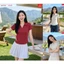 6APC13 Áo thun nữ CARDINA chất thun cotton tay cộc cổ V bẻ nẹp basic dễ mặc 6APC13