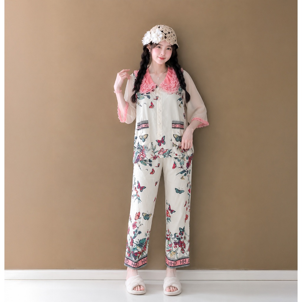 H15 - Bộ Pijima Lụa Latin Thoáng Mát, Chất Liệu Cao Cấp, Mềm Mịn, Mướt Mát, Sang Trọng, Dễ Giặt, Phù Hợp Mặc Đi Ngủ Hoặc