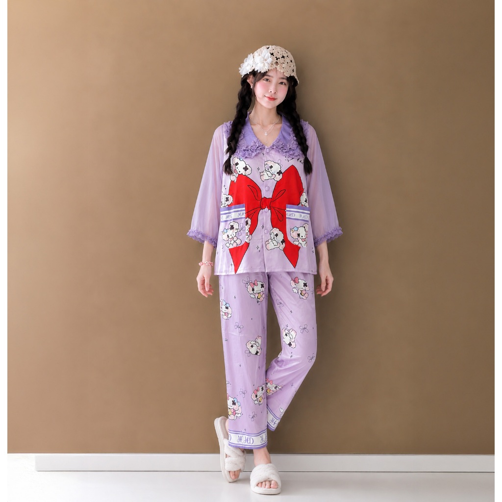 H15 - Bộ Pijima Lụa Latin Thoáng Mát, Chất Liệu Cao Cấp, Mềm Mịn, Mướt Mát, Sang Trọng, Dễ Giặt, Phù Hợp Mặc Đi Ngủ Hoặc