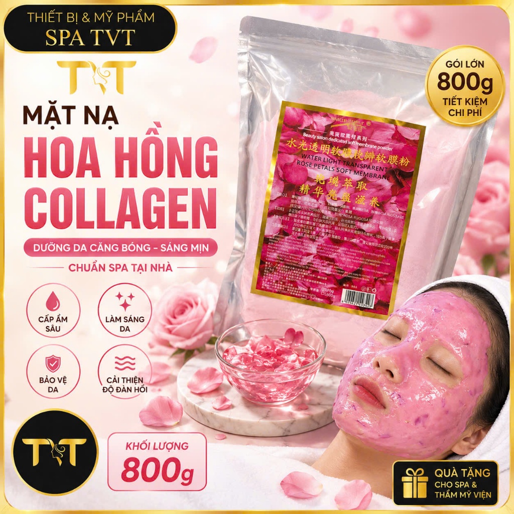 Mặt Nạ Hoa Hồng Collagen, Mặt Nạ Hoa Hồng Đỏ Dưỡng Ẩm, Làm Sáng Da, Se Khít Lỗ Chân Lông
