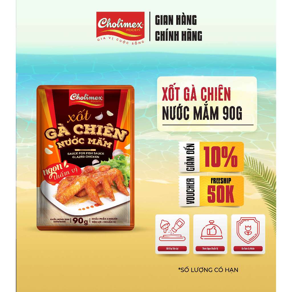 Xốt Gà Chiên Nước Mắm CHOLIMEX Gói 90g Tiện Lợi – Gia Vị Đậm Đà, Bé Nào Cũng Mê