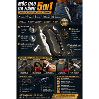 Dao Đa Năng Mini Carabiner EDC – Dao Gấp Bỏ Túi Tiện Ích, Dao Mini Du Lịch, Dao Cắm Trại Nhỏ Gọn