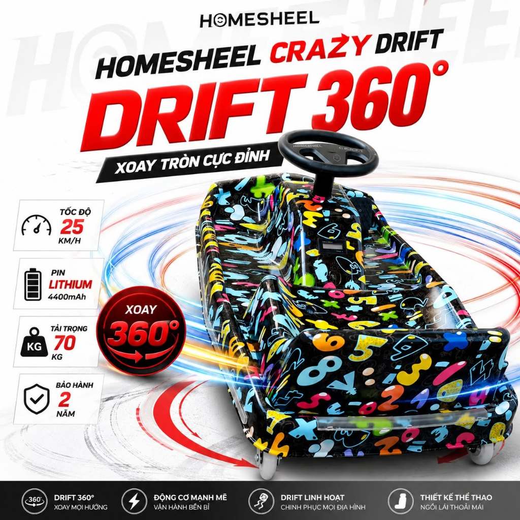XE ĐIỆN XUỒNG BAY HOMESHEEL CRAZY DRIFT - DRIFT 360° CỰC ĐỈNH