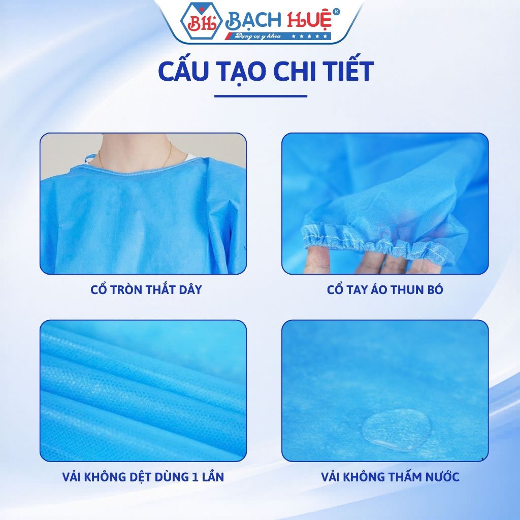 Áo Giấy Tiệt Trùng Bảo Thạch –Áo Choàng Phẫu Thuật, Áo Blouse Giấy Dùng 1 Lần Cho Y Tế, Spa, Thẩm Mỹ