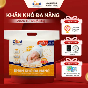 Khăn Khô Đa Năng Zizou Túi 650/950g Vải Không Dệt Tiệt Trùng UV Mềm Mại, Dày Dặn, Không Hóa Chất, An Toàn Cho Mẹ Và Bé