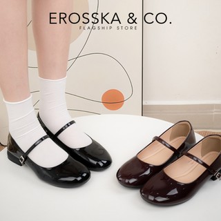 [EROSSKA] - Giày búp bê mary jane quai cài da bóng kiểu dáng basic thanh lịch màu đỏ đô - EL134