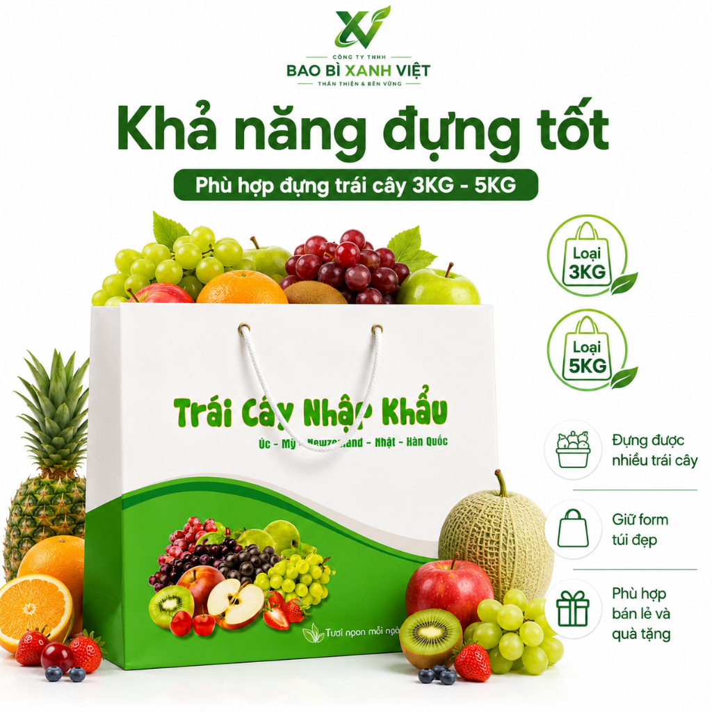 Combo 25 Túi Đựng Trái Cây Màu Xanh Lá Dày Dặn Chịu Lực Tốt Nhiều Kích Thước