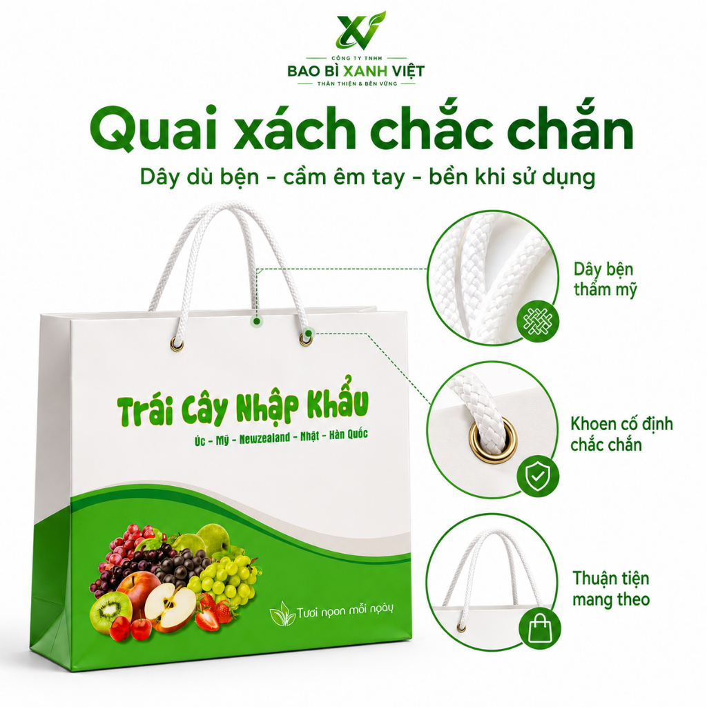 Combo 25 Túi Đựng Trái Cây Màu Xanh Lá Dày Dặn Chịu Lực Tốt Nhiều Kích Thước