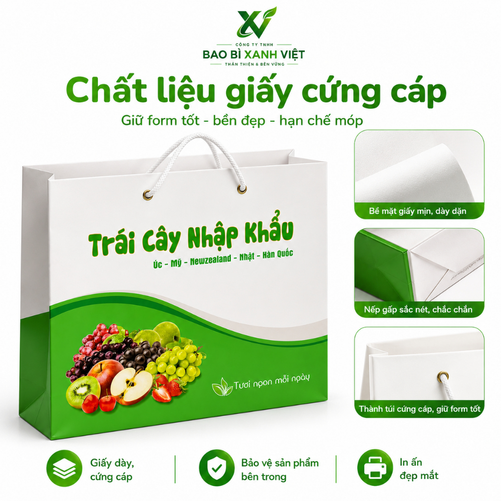 Combo 25 Túi Đựng Trái Cây Màu Xanh Lá Dày Dặn Chịu Lực Tốt Nhiều Kích Thước