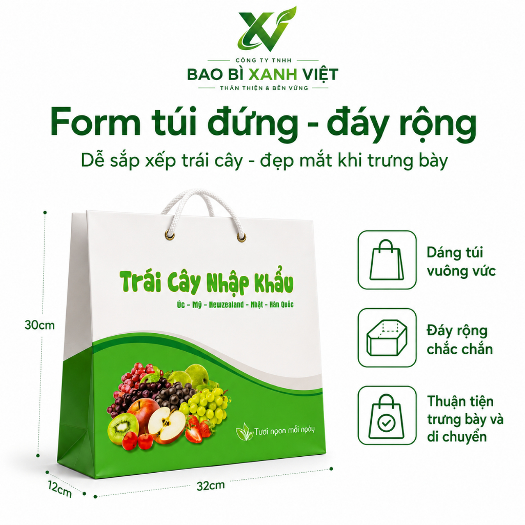 Combo 25 Túi Đựng Trái Cây Màu Xanh Lá Dày Dặn Chịu Lực Tốt Nhiều Kích Thước