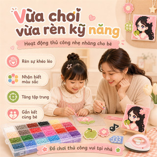Bộ Hạt Xếp 2.6mm Nhiều Màu, Combo Làm Thủ Công Kèm Bàn Ủi