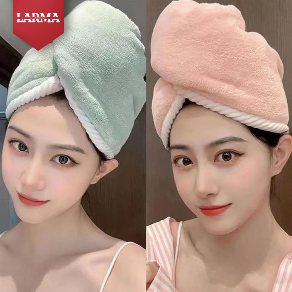 Khăn Quấn Đầu Larma Lau Khô Tóc, Mũ Chùm Đầu Thấm Nước Tốt, Khô Tóc Nhanh Chóng, Mềm mại, Tự Nhiên