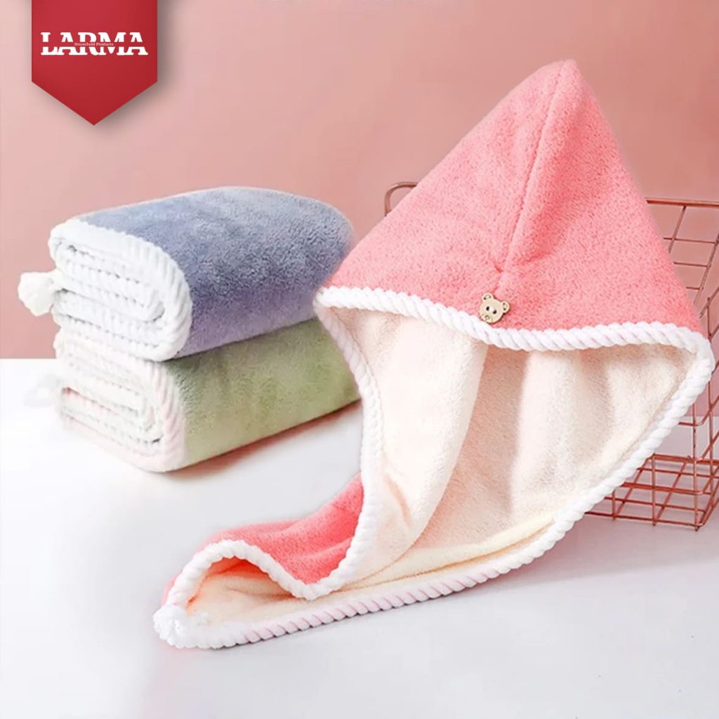 Khăn Quấn Đầu Larma Lau Khô Tóc, Mũ Chùm Đầu Thấm Nước Tốt, Khô Tóc Nhanh Chóng, Mềm mại, Tự Nhiên