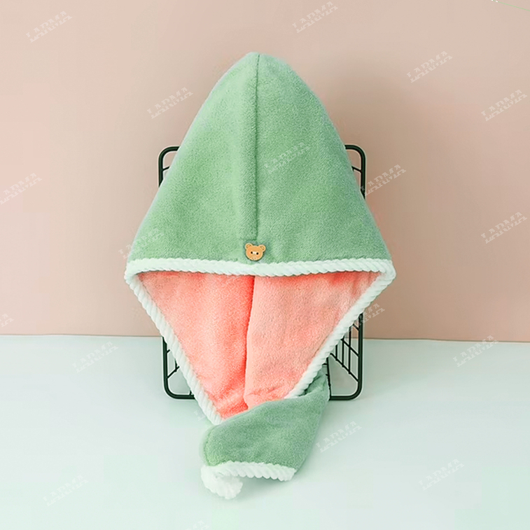 Khăn Quấn Đầu Larma Lau Khô Tóc, Mũ Chùm Đầu Thấm Nước Tốt, Khô Tóc Nhanh Chóng, Mềm mại, Tự Nhiên