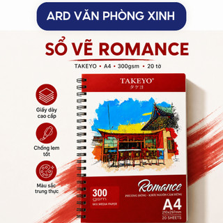 Sổ vẽ Takeyo Romance A4 300gsm 20 tờ, sổ lò xo đa năng thuận tiện cho phác thảo, học tập