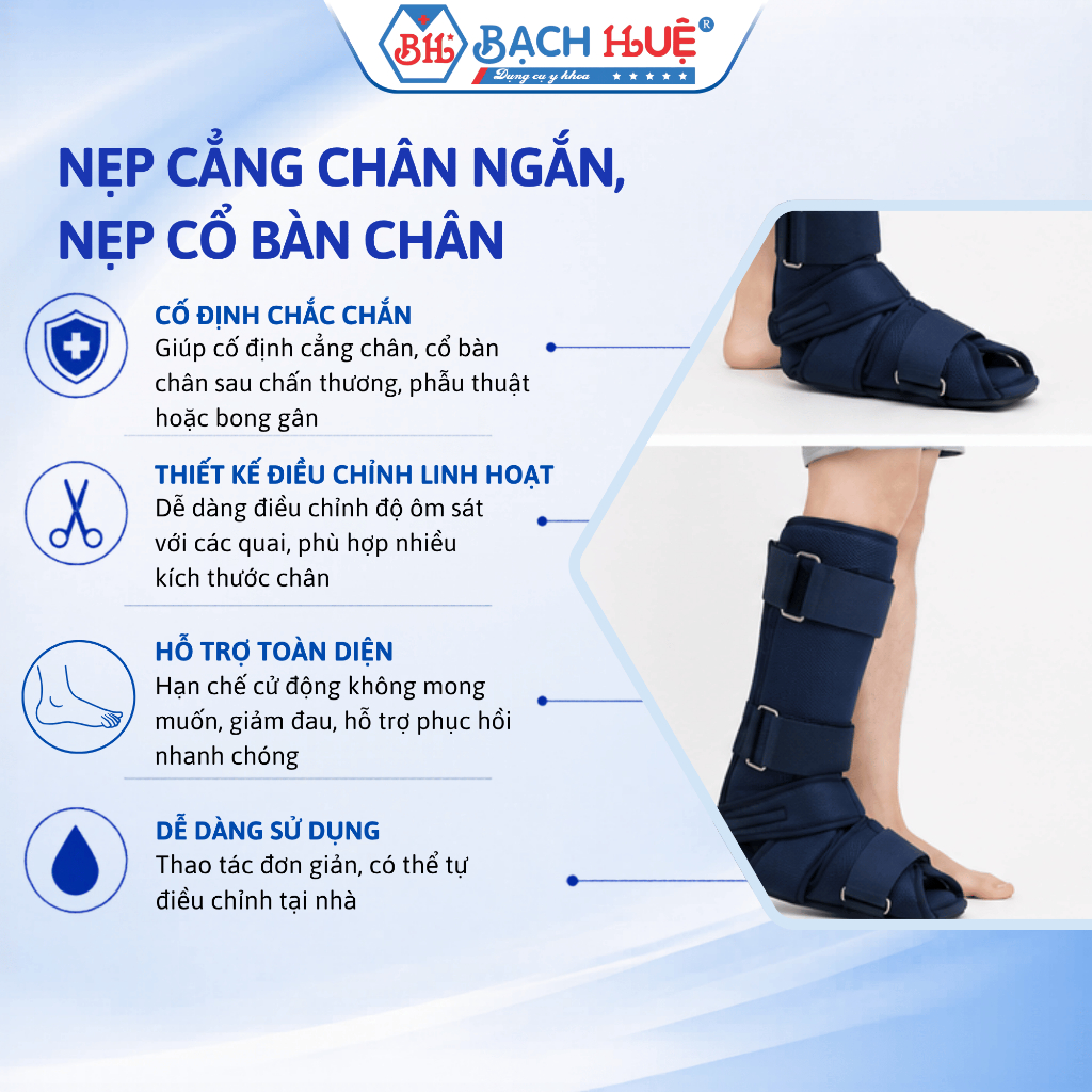 Nẹp Cẳng Chân Ngắn, Nẹp  Bàn Chân Cố Định Chấn Thương Chỉnh Hình Đủ Kích Thước