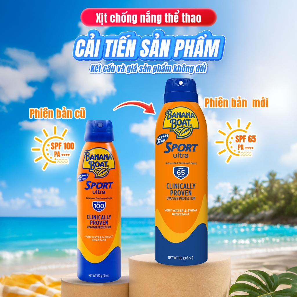 Chống Nắng Thể Thao Banana Boat Dạng Xịt Sport Ultra Spray - SPF65/170g
