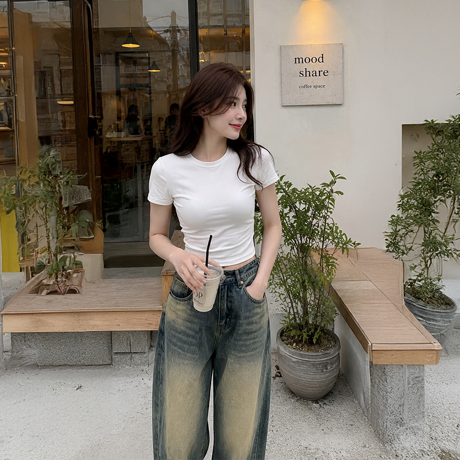ÁO THUN TRƠN BASIC DÁNG CROPTOP ÔM BODY CHO NỮ