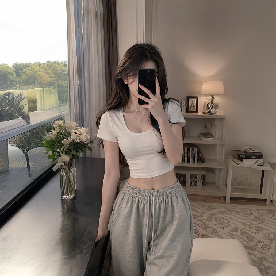ÁO THUN TRƠN BASIC DÁNG CROPTOP ÔM BODY CHO NỮ