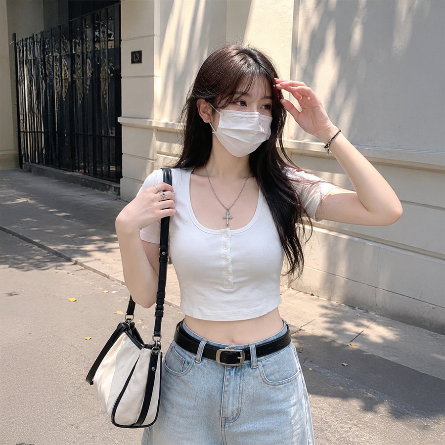 ÁO THUN TRƠN BASIC DÁNG CROPTOP ÔM BODY CHO NỮ