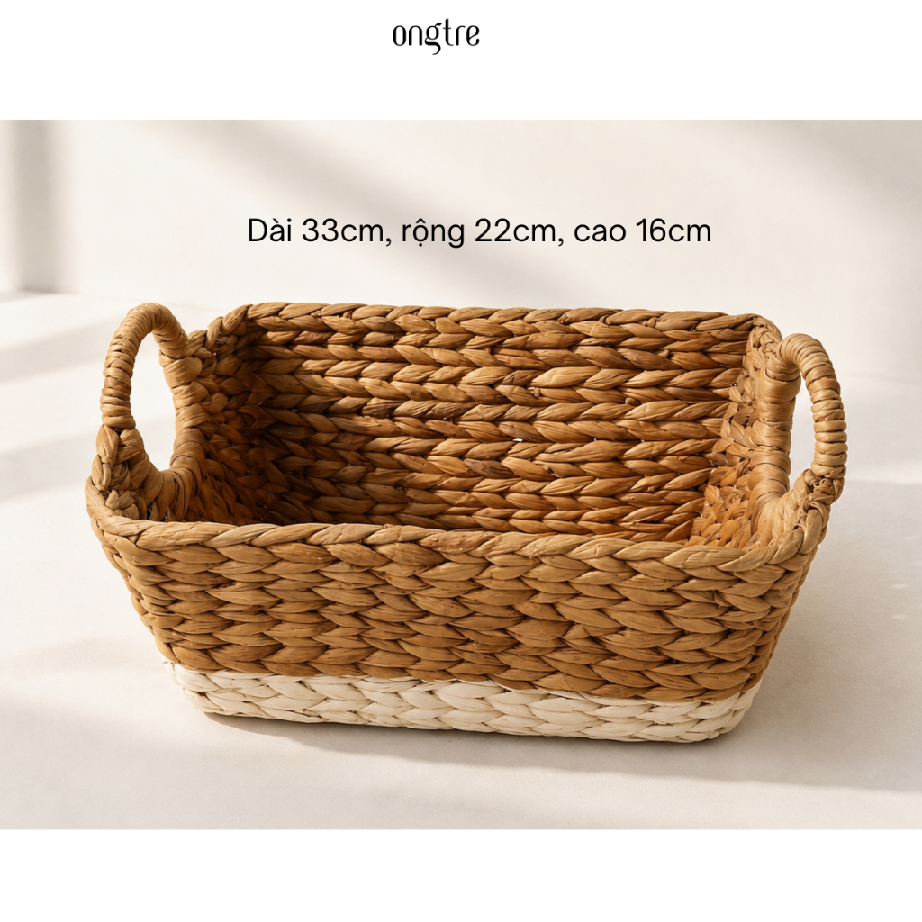 Giỏ lục bình tròn có tay cầm/ giỏ đựng đồ, đựng quần áo, đựng đồ chơi, giỏ khách sạn [Bán buôn/sỉ]| ongtre® (Vietnam)