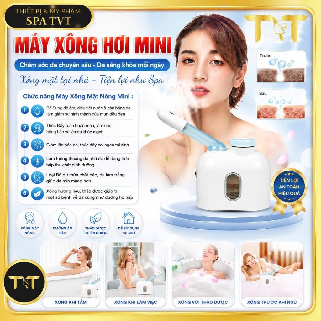 Máy Xông Hơi Mặt Mini Family 1 Cần, Máy Xông Nóng Spa, Hỗ Trợ Làm Sạch Da Và Chăm Sóc Da Mặt