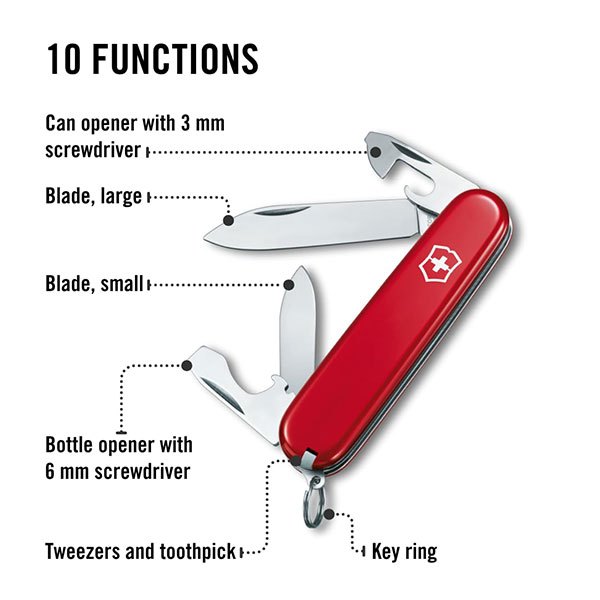 Victorinox Recruit Red 84mm - Dụng cụ đa năng - Chính hãng Thụy Sĩ