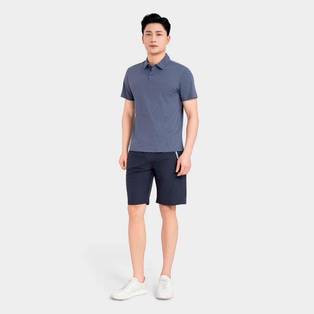 Áo Polo nam ngắn tay cổ dán Insidemen dệt Jacquard vân chìm suông nhẹ hiện đại, tinh tế IPS122MAH0