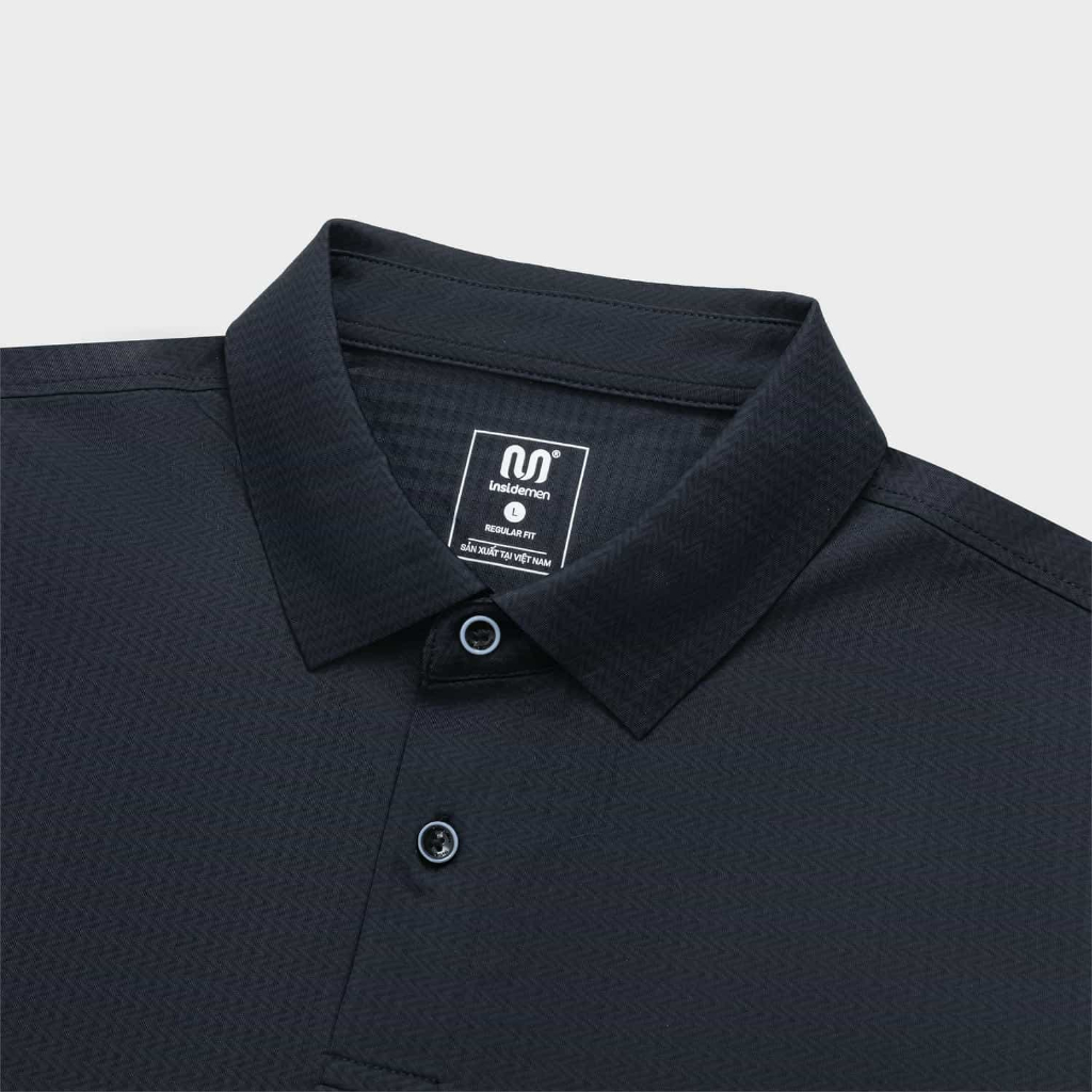 Áo Polo nam ngắn tay cổ dán Insidemen dệt Jacquard vân chìm suông nhẹ hiện đại, tinh tế IPS122MAH0