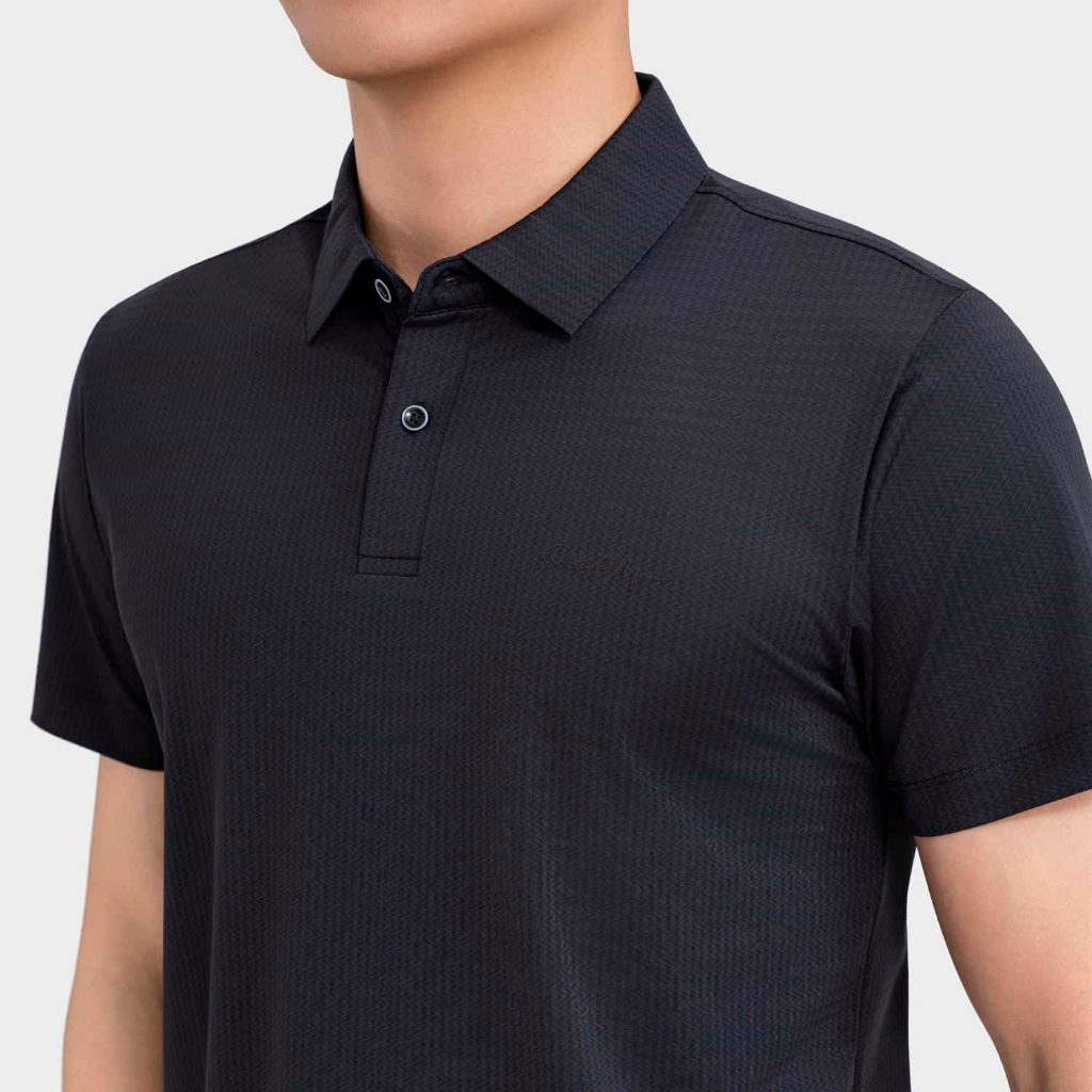 Áo Polo nam ngắn tay cổ dán Insidemen dệt Jacquard vân chìm suông nhẹ hiện đại, tinh tế IPS122MAH0