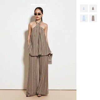 [N6] Set Đồ Nữ Alice Stripe Pants, Chất Vải Đũi Cotton Thoải Mái, WSB161, SOME HOW STORE