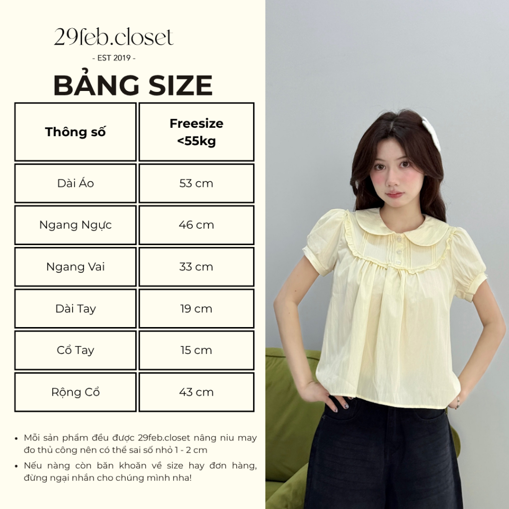 Áo sơ mi nữ cổ sen phối bèo ngực, Áo kiểu sơ mi cổ sen dễ thương dành cho mùa hè - 29feb.closet - A604 | BigBuy360 - bigbuy360.vn