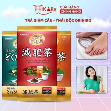 Trà giảm cân Orihiro hỗ trợ thanh lọc, thải độc, giảm mỡ thừa, hỗ trợ hệ tiêu hóa Nhật Bản 60 gói