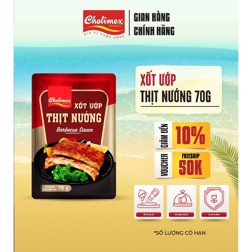 Xốt Ướp Thịt Nướng CHOLIMEX Gói 70gr – Gia Vị Tẩm Ướp Đậm Đà Tiện Lợi
