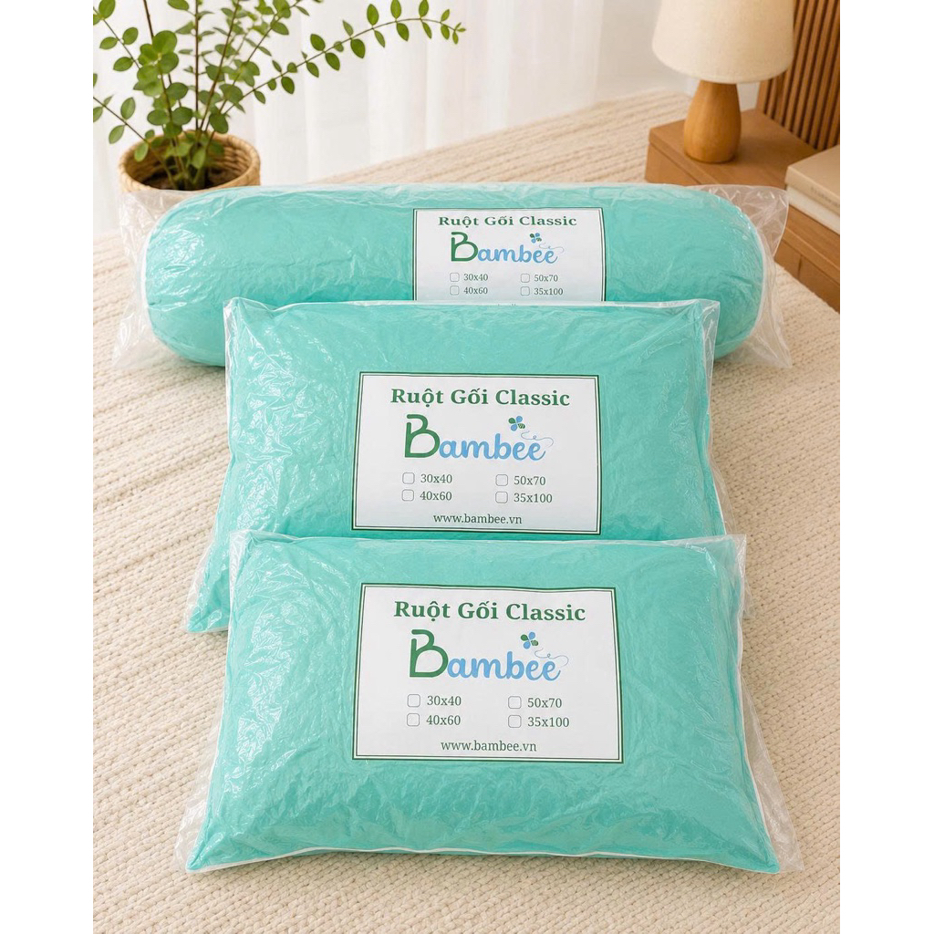Gối Nằm Và Gối Ôm Bambee Aniva Home - Gòn Polyester Cao Cấp Êm Ái Thoáng Khí Độ Phồng Cao